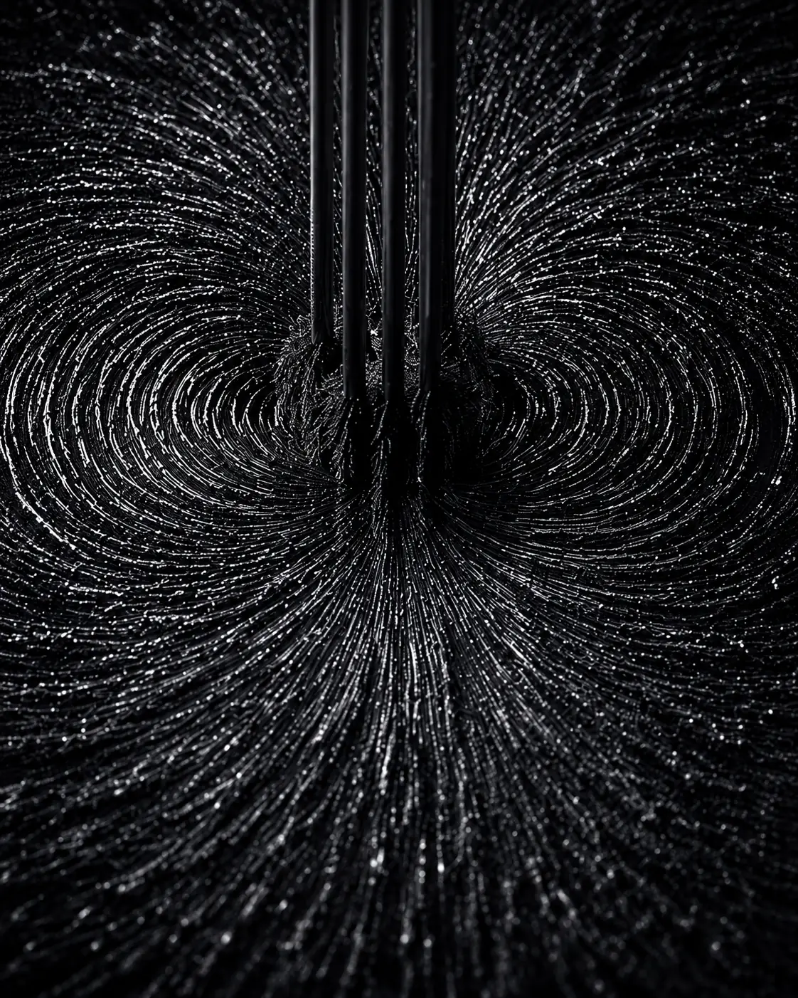 Detailed magnetic pattern texture captured in a dark macro composition