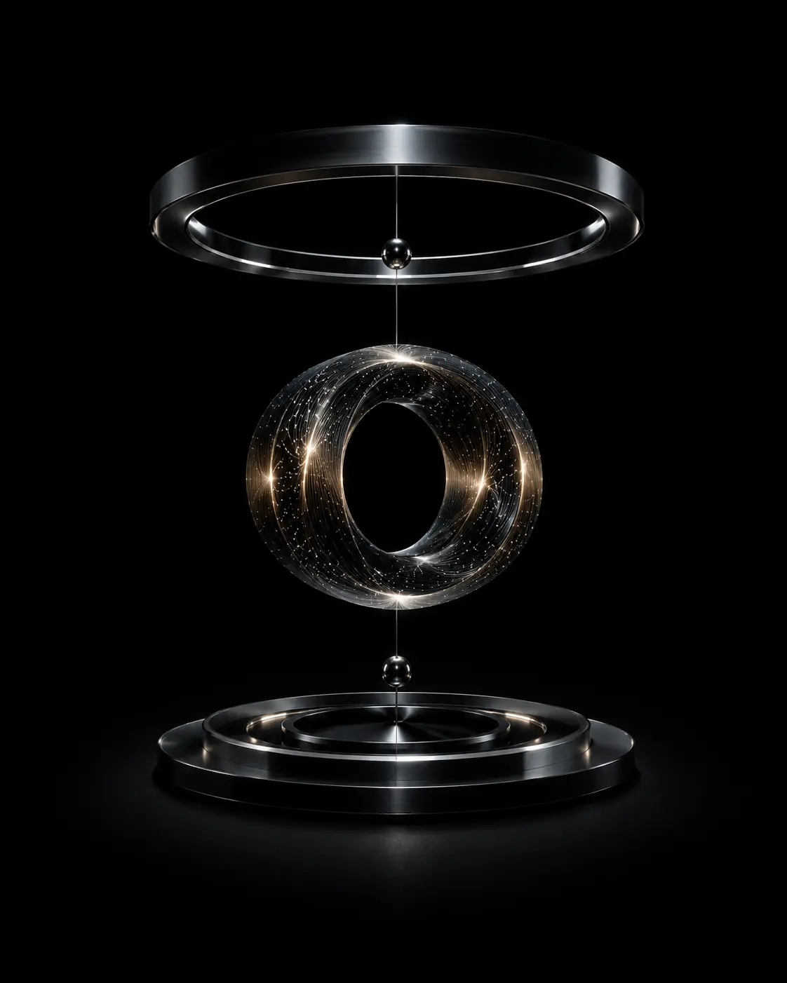 Levitation ring component photographed against a clean technical backdrop