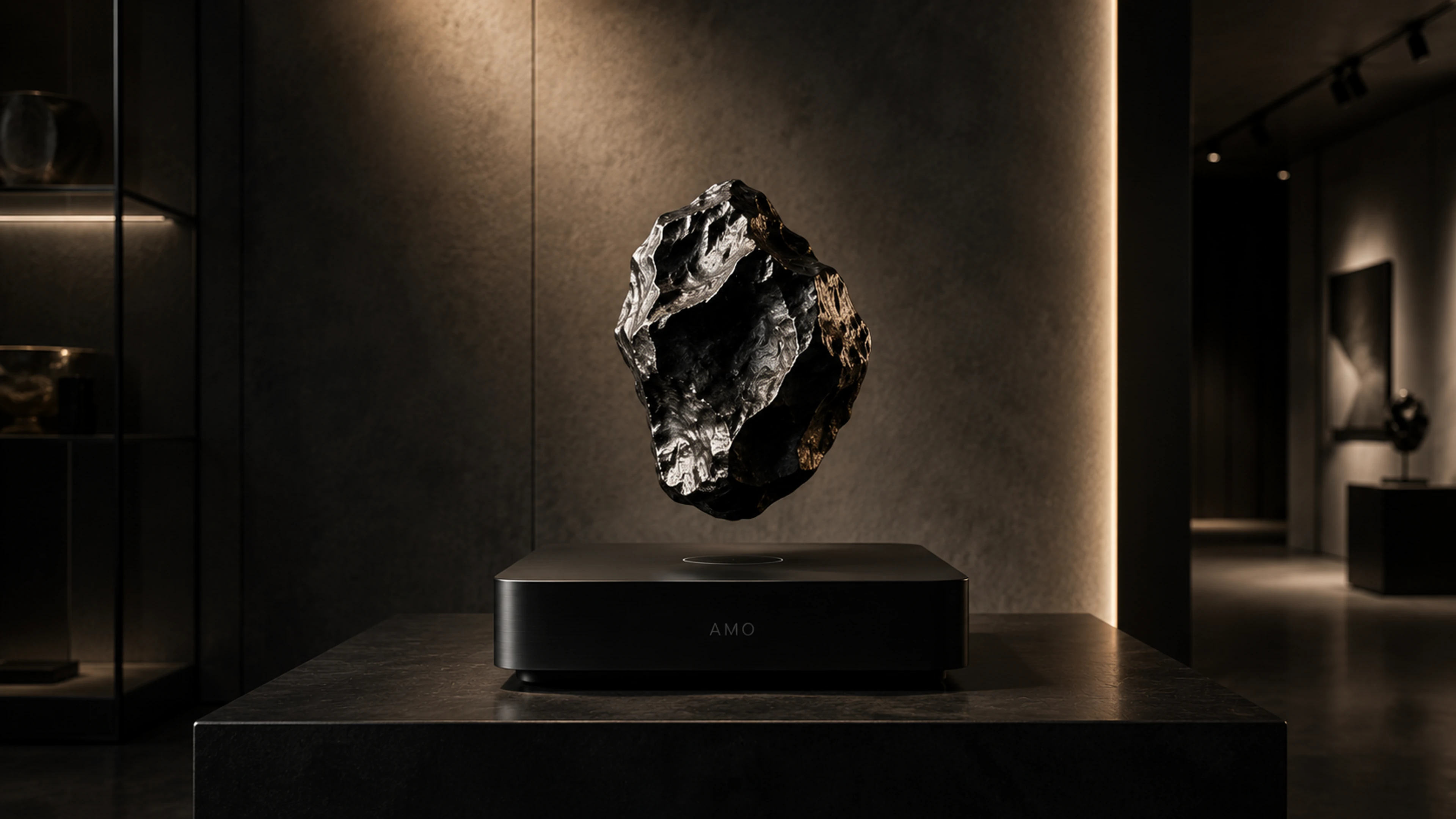 Floating display art object concept for brand storytelling, launch installations, and exhibitions