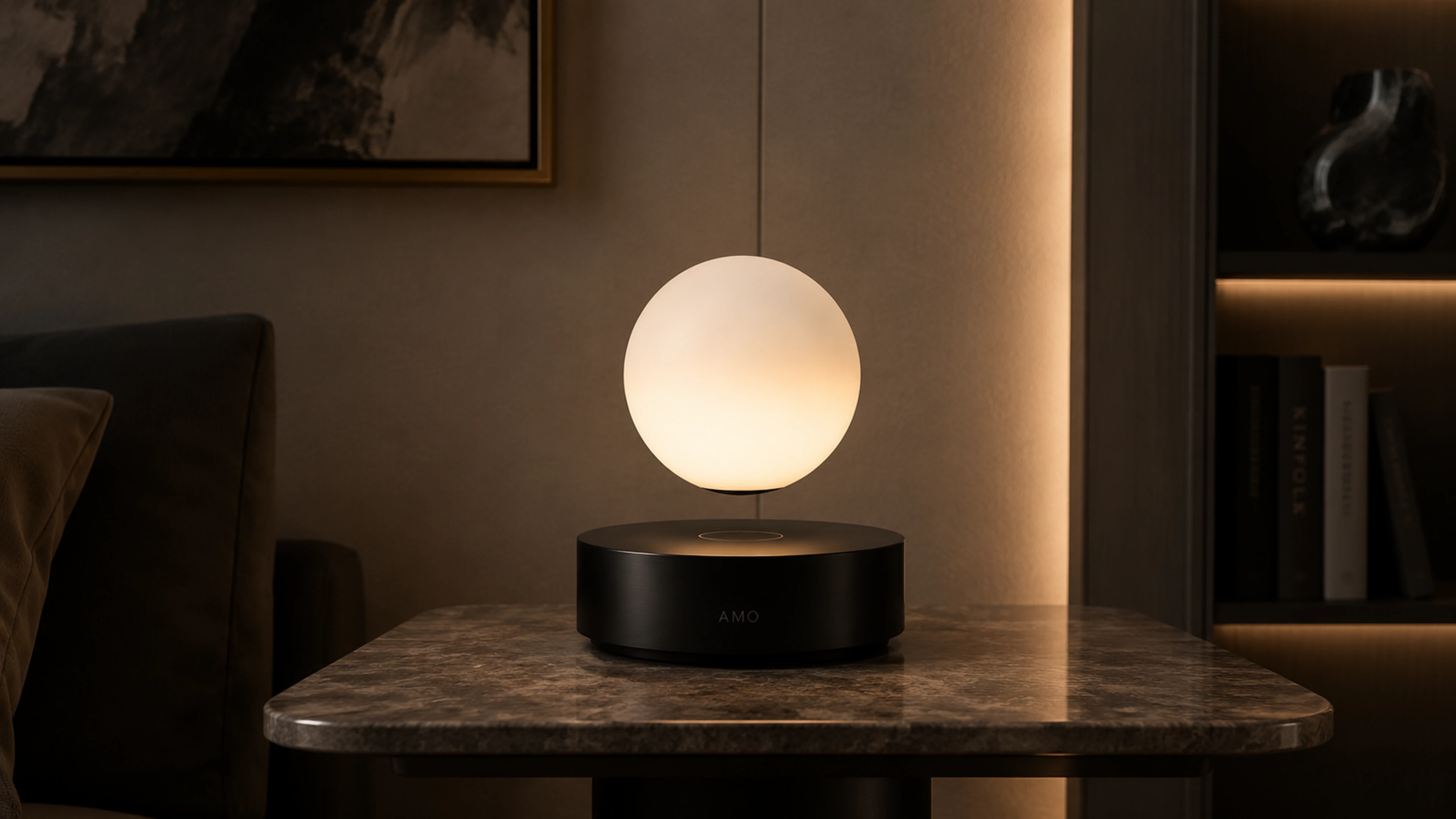 Levitating lamp concept with floating light sculpture styling for hospitality and premium interiors