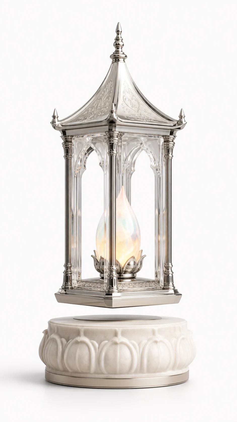 AMO Celestine Pavilion Lamp architectural levitating lamp with crystalline clarity and ceremonial presence