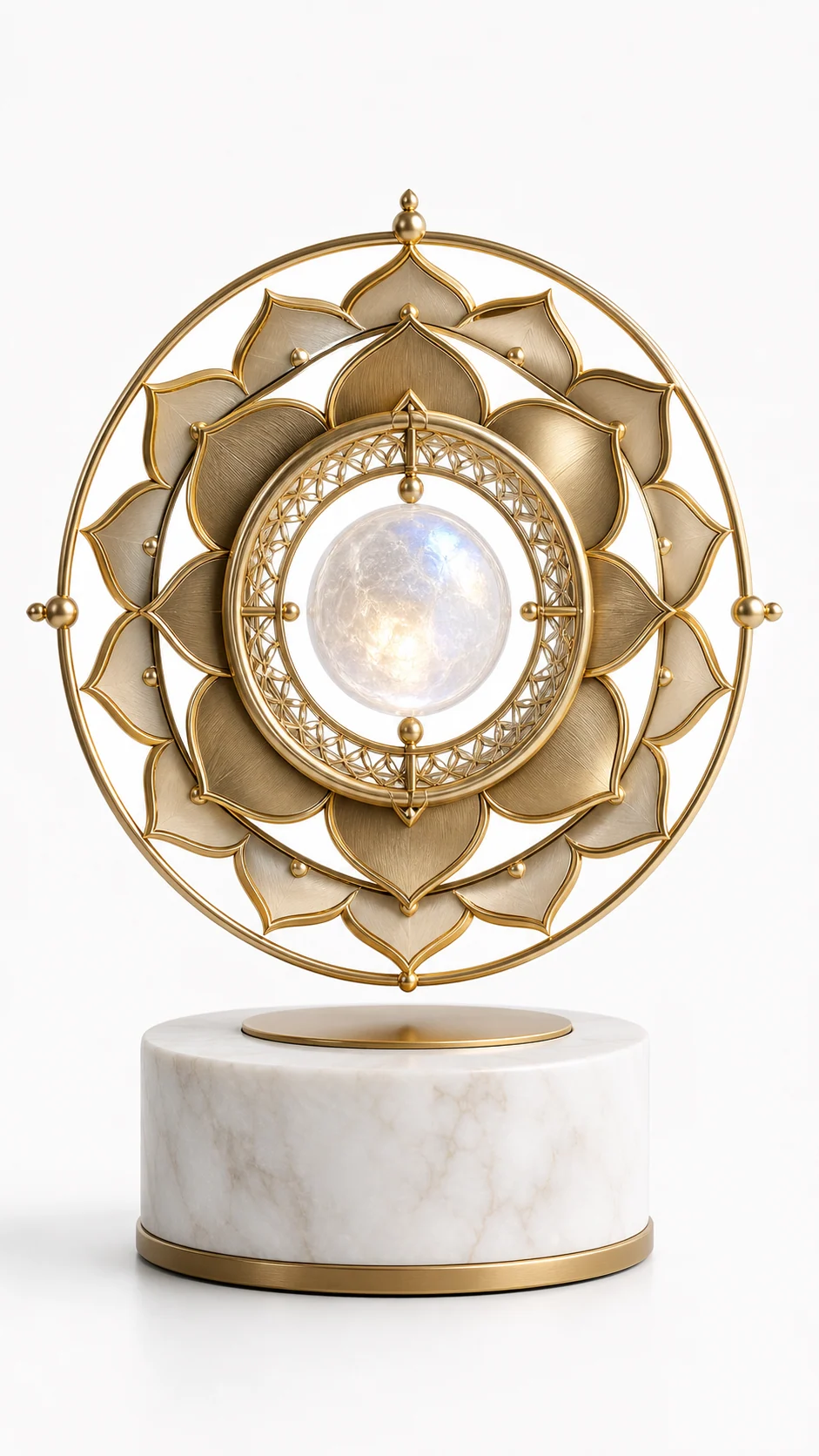 AMO Solstice Mandala Display luminous circular floating display object with symbolic geometric detailing