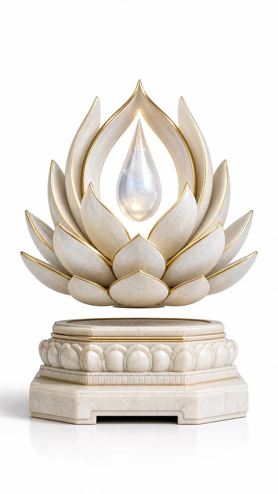 AMO Ivory Lotus Beacon serene lotus-form levitating lamp for hospitality and premium interiors